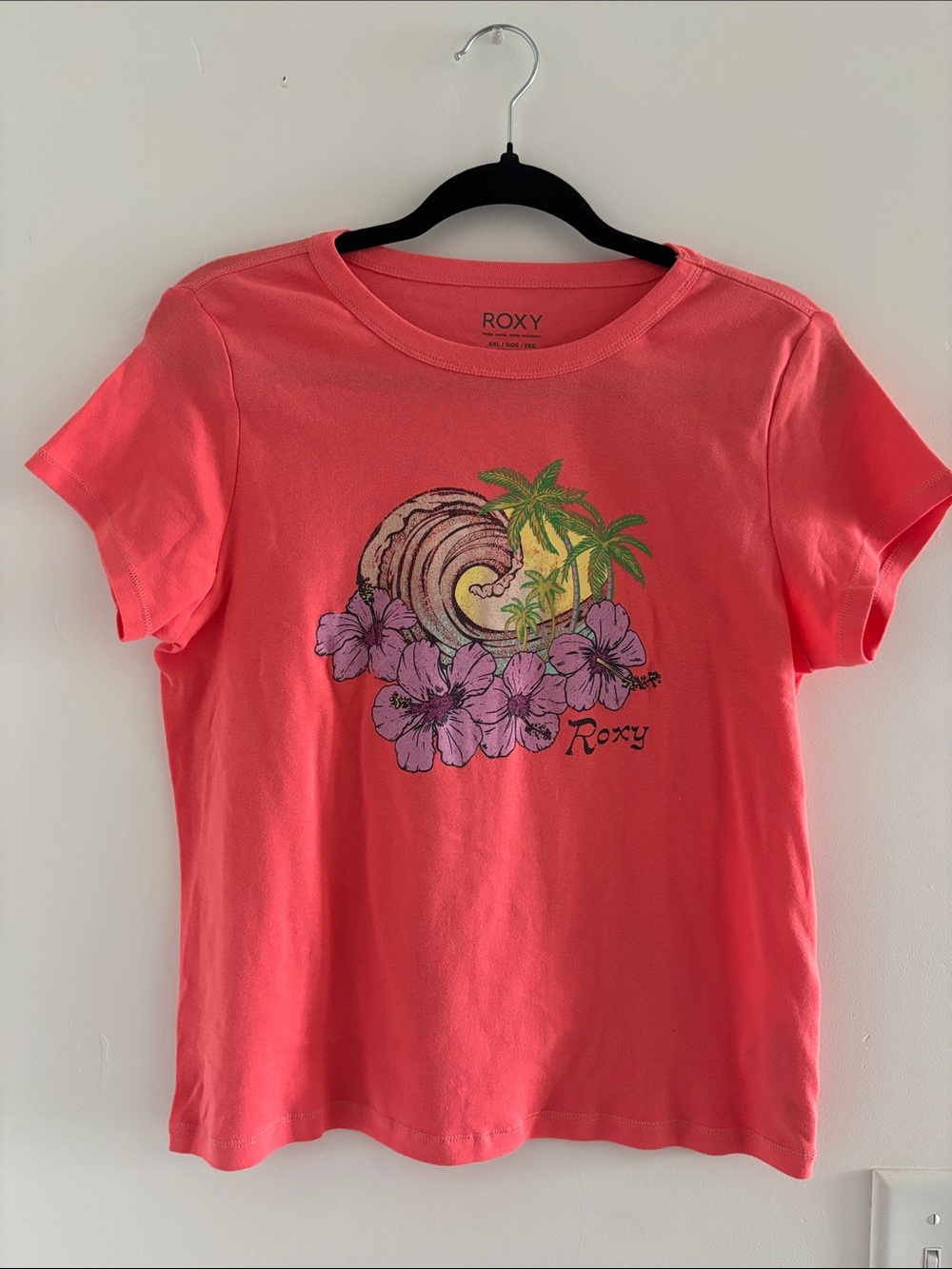 NWOT Roxy Coral Pink Tropical Graphic Tee